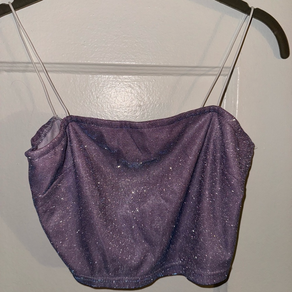 Akira cropped purple sparkly top